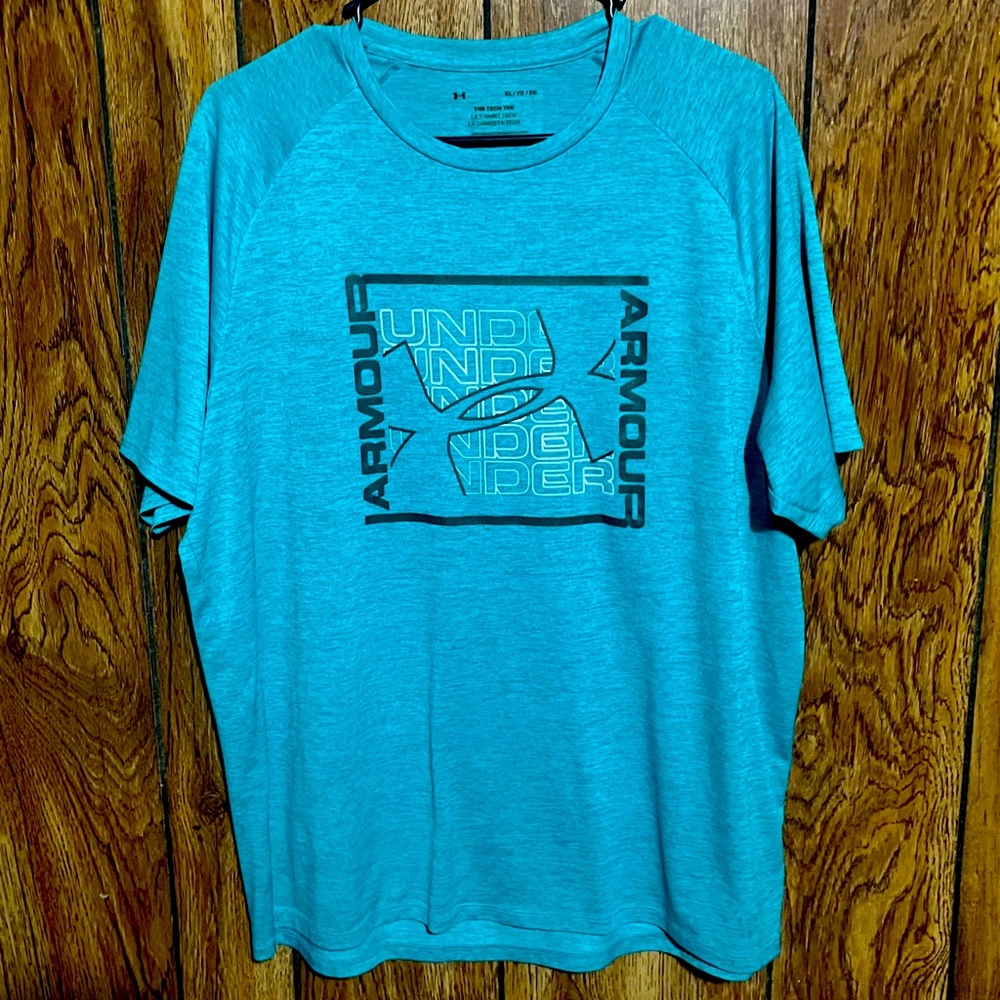 Under Armour - Wordmark Big Logo T Shirt - Teal/Green